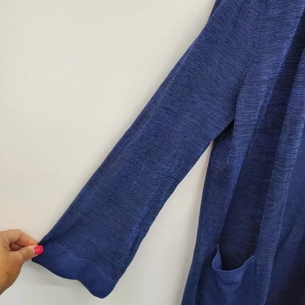 Chicos Womens S Blue Open Front Cardigan Sweater Long Sleeve Pockets - Picture 9 of 13
